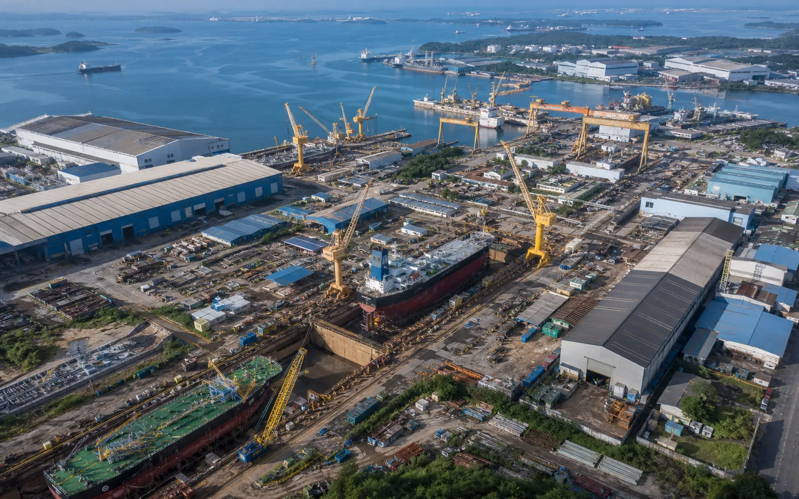 Ilustrasi drone kawasan shipyard di Batam
